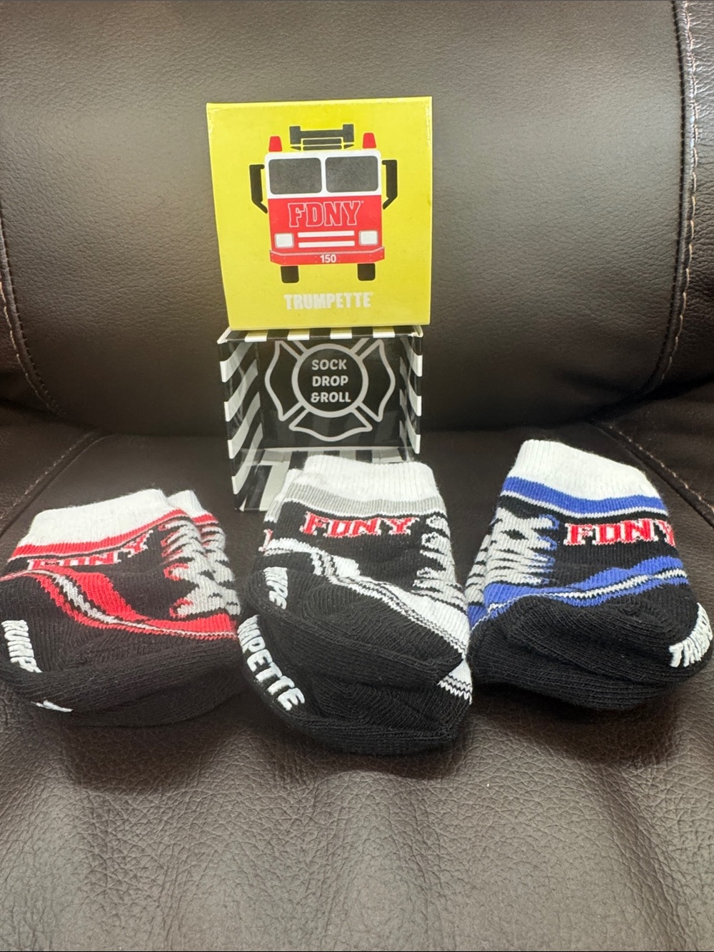 Trumpette Infant Socks 3-Pack - Red, Black, Blue (0-12 mos) New in Box